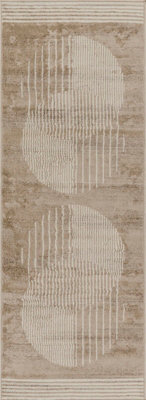 Livabliss Floransa-Geometric Brown Grey Blue Modern Living Dining Bedroom Rug 80 X 220 Cm Easy Care, Non Shedding - image 1