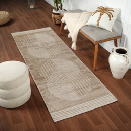 Livabliss Floransa-Geometric Brown Grey Blue Modern Living Dining Bedroom Rug 80 X 220 Cm Easy Care, Non Shedding - thumbnail 2