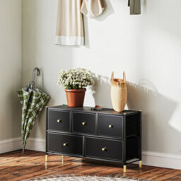 Homcom Fabric Chest Of Drawers With Pu Leather Surface, For Bedroom - thumbnail 9