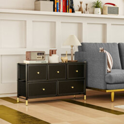 Homcom Fabric Chest Of Drawers With Pu Leather Surface, For Bedroom - thumbnail 8