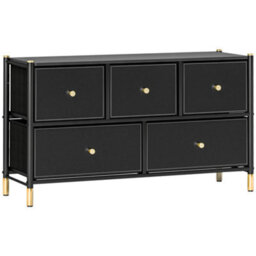 Homcom Fabric Chest Of Drawers With Pu Leather Surface, For Bedroom - thumbnail 2