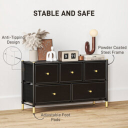 Homcom Fabric Chest Of Drawers With Pu Leather Surface, For Bedroom - thumbnail 6