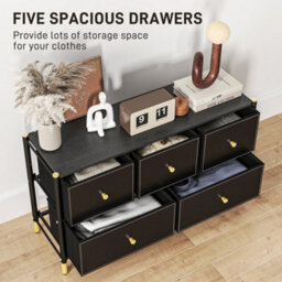 Homcom Fabric Chest Of Drawers With Pu Leather Surface, For Bedroom - thumbnail 4