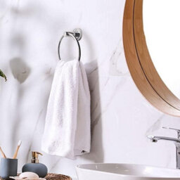 Silver Stainless Steel Wall Mounted Toilet Roll Holder And Towel Ring Set For Bathroom Uk - thumbnail 6