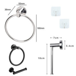 Silver Stainless Steel Wall Mounted Toilet Roll Holder And Towel Ring Set For Bathroom Uk - thumbnail 2