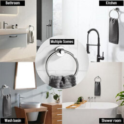 Silver Stainless Steel Wall Mounted Toilet Roll Holder And Towel Ring Set For Bathroom Uk - thumbnail 5