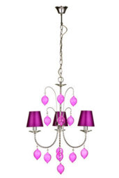 Orsina Adura Hot Pink Glass 3 Arm Chandelier
