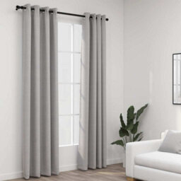 Walplus Linen-Look Blackout Curtains With Grommets 2Pcs Grey 140X225Cm - thumbnail 1