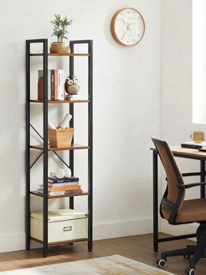 LEDREM 5 Tier Bookcase Storage Unit For Office, Living Room, Bedroom, 30 X 39.5 X 154 Cm, Industrial Style - image 1