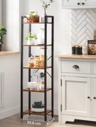 LEDREM 5 Tier Bookcase Storage Unit For Office, Living Room, Bedroom, 30 X 39.5 X 154 Cm, Industrial Style - thumbnail 4