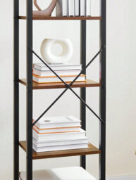 LEDREM 5 Tier Bookcase Storage Unit For Office, Living Room, Bedroom, 30 X 39.5 X 154 Cm, Industrial Style - thumbnail 5