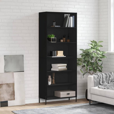 Berkfield Highboard Black 69.5X32.5X180 Cm Engineered Wood - image 1