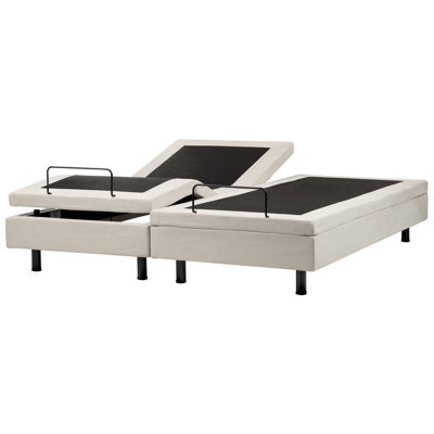 Beliani Adjustable Bed Without Headboard Fabric Castellan 180 X 200 Cm (Eu Super King) Light Beige - image 1