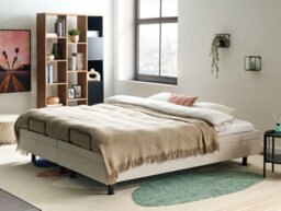 Beliani Adjustable Bed Without Headboard Fabric Castellan 180 X 200 Cm (Eu Super King) Light Beige - thumbnail 2