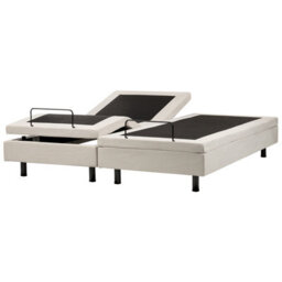 Beliani Adjustable Bed Without Headboard Fabric Castellan 180 X 200 Cm (Eu Super King) Light Beige - thumbnail 1