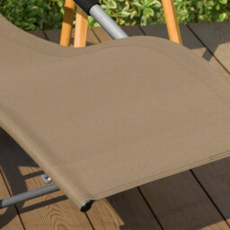 Sobuy Ogs28-Br, Outdoor Garden Rocking Sun Lounger Recliner Relaxing Chair With Headrest And Side Bag,brown,w147Xd63Xh85 - thumbnail 7