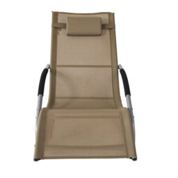 Sobuy Ogs28-Br, Outdoor Garden Rocking Sun Lounger Recliner Relaxing Chair With Headrest And Side Bag,brown,w147Xd63Xh85 - thumbnail 1