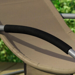 Sobuy Ogs28-Br, Outdoor Garden Rocking Sun Lounger Recliner Relaxing Chair With Headrest And Side Bag,brown,w147Xd63Xh85 - thumbnail 9