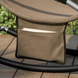 Sobuy Ogs28-Br, Outdoor Garden Rocking Sun Lounger Recliner Relaxing Chair With Headrest And Side Bag,brown,w147Xd63Xh85 - thumbnail 8