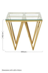 Orsina Sleek Gold Finish Spike Legs End Table, Durable Wide Side Table, Unique Design Livingroom Side Table - thumbnail 2