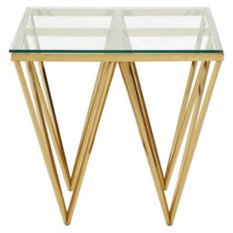 Orsina Sleek Gold Finish Spike Legs End Table, Durable Wide Side Table, Unique Design Livingroom Side Table - thumbnail 1