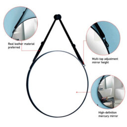 Living And Home Black Wall Mounted Framed Bathroom Mirror Round Mirror Vanity Mirror Dia 60 Cm - thumbnail 4