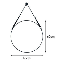 Living And Home Black Wall Mounted Framed Bathroom Mirror Round Mirror Vanity Mirror Dia 60 Cm - thumbnail 6