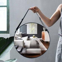 Living And Home Black Wall Mounted Framed Bathroom Mirror Round Mirror Vanity Mirror Dia 60 Cm - thumbnail 2