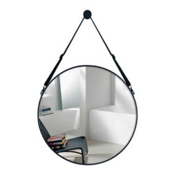 Living And Home Black Wall Mounted Framed Bathroom Mirror Round Mirror Vanity Mirror Dia 60 Cm - thumbnail 3
