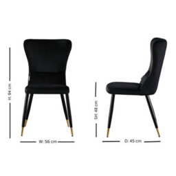 Life Interiors Single Black/gold New York Modern Velvet Dining Chair With High Back, Black Metal Legs, And Gold  Tips - thumbnail 7