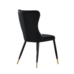 Life Interiors Single Black/gold New York Modern Velvet Dining Chair With High Back, Black Metal Legs, And Gold  Tips - thumbnail 4