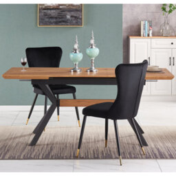 Life Interiors Single Black/gold New York Modern Velvet Dining Chair With High Back, Black Metal Legs, And Gold  Tips - thumbnail 8