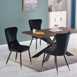 Life Interiors Single Black/gold New York Modern Velvet Dining Chair With High Back, Black Metal Legs, And Gold  Tips - thumbnail 9