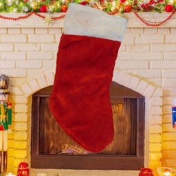 Neel Blue Christmas Santa Stocking Velvet Father Santa Sock For Hanging Gift & Candy Pouch, Red & White - thumbnail 6
