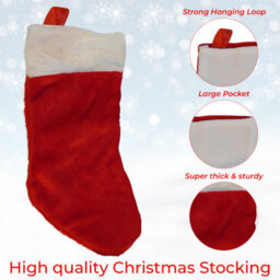 Neel Blue Christmas Santa Stocking Velvet Father Santa Sock For Hanging Gift & Candy Pouch, Red & White - thumbnail 4