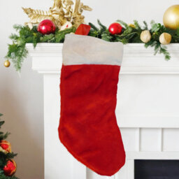 Neel Blue Christmas Santa Stocking Velvet Father Santa Sock For Hanging Gift & Candy Pouch, Red & White - thumbnail 3