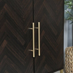 Dark Wood Sideboard  Parquet Storage Cabinet 2 Doors - thumbnail 6