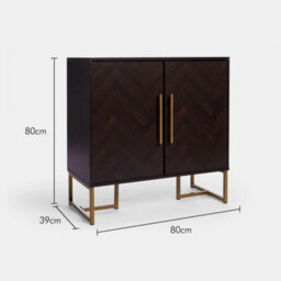 Dark Wood Sideboard  Parquet Storage Cabinet 2 Doors - thumbnail 2