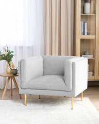 Beliani Armchair Moen Fabric Light Grey - thumbnail 2