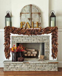 Amorly 190Cm Artificial Brown Magnolia Leaf Garland Faux Fall Greenery Vine For Artificial Magnolia Leaf Wreath Fall Decor - thumbnail 5