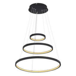 Luminosa Lighting Luminosa Ralph Triple Ring Pendant Ceiling Light Matt Black 3X Led Dimmable 3000K - thumbnail 1