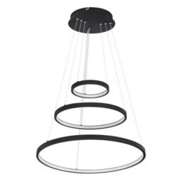 Luminosa Lighting Luminosa Ralph Triple Ring Pendant Ceiling Light Matt Black 3X Led Dimmable 3000K - thumbnail 2