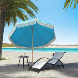 Outsunny 1.7 M Beach Umbrella, Adjustable Height Portable Parasol, Blue
