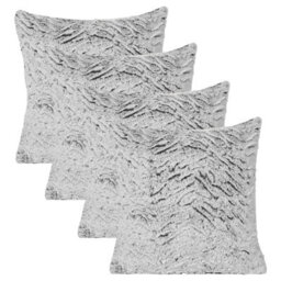 OHS 4 Pack Two Tone Faux Fur Fleece Cushion Covers, Grey - 45 X 45Cm - thumbnail 1