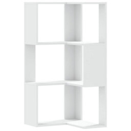 Walplus Corner Bookcase 3-Tier White 50X50X102 Cm Engineered Wood - thumbnail 2