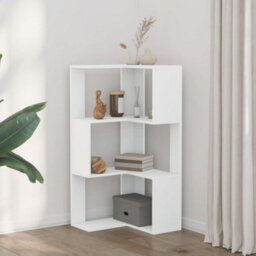 Walplus Corner Bookcase 3-Tier White 50X50X102 Cm Engineered Wood - thumbnail 3