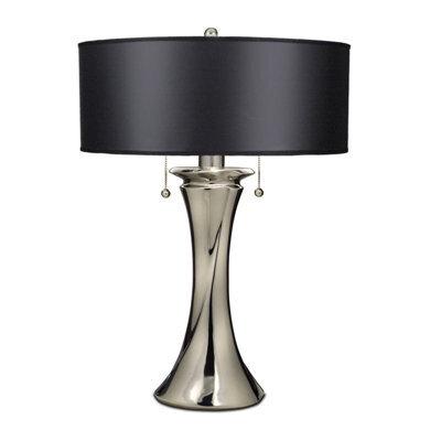 Elegant 2 Bulb Twin Table Lamp With Polished Nickel Finish And Led E27 60W Bulbs - image 1