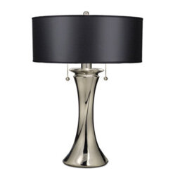 Elegant 2 Bulb Twin Table Lamp With Polished Nickel Finish And Led E27 60W Bulbs - thumbnail 1
