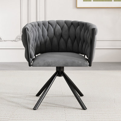 Btm Velvet Swivel Dining Chair For Living Room Or Bedroom With Metal Legs (Gray) - image 1