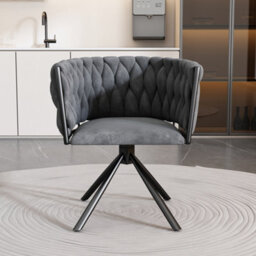 Btm Velvet Swivel Dining Chair For Living Room Or Bedroom With Metal Legs (Gray) - thumbnail 2